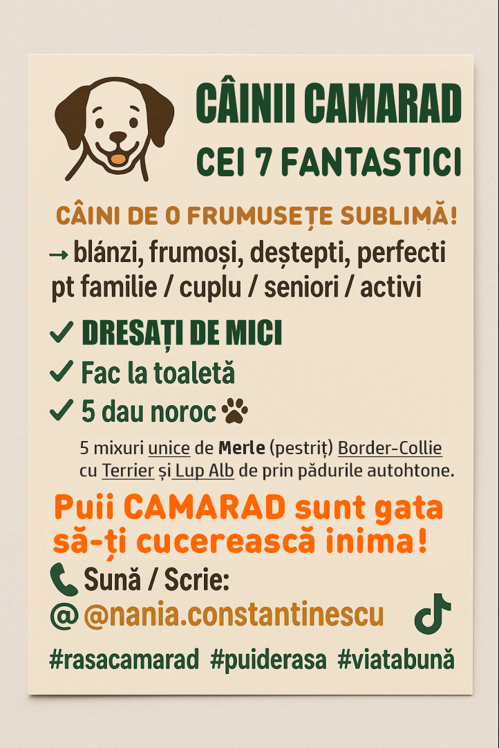 7 frați, 1 povește unica 🐾 CAMARADUL TAU  din linia Cei 7 Superbi