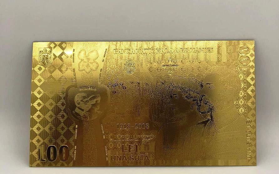 100 LEI Centenar Unire Bancnota 2018 aur certificat UNC colectie