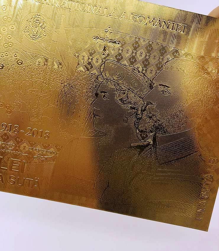 100 LEI Centenar Unire Bancnota 2018 aur certificat UNC colectie