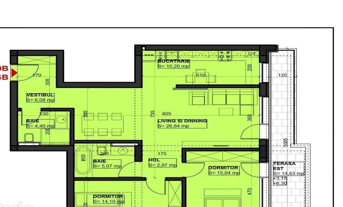 3 camere | 99.3 suprafata utila | 2 bai | Etaj 1 | Damaroaia