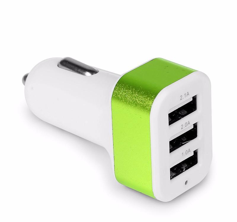 Adaptor Priza Bricheta 12-24V Auto 3 x USB Verde C179
