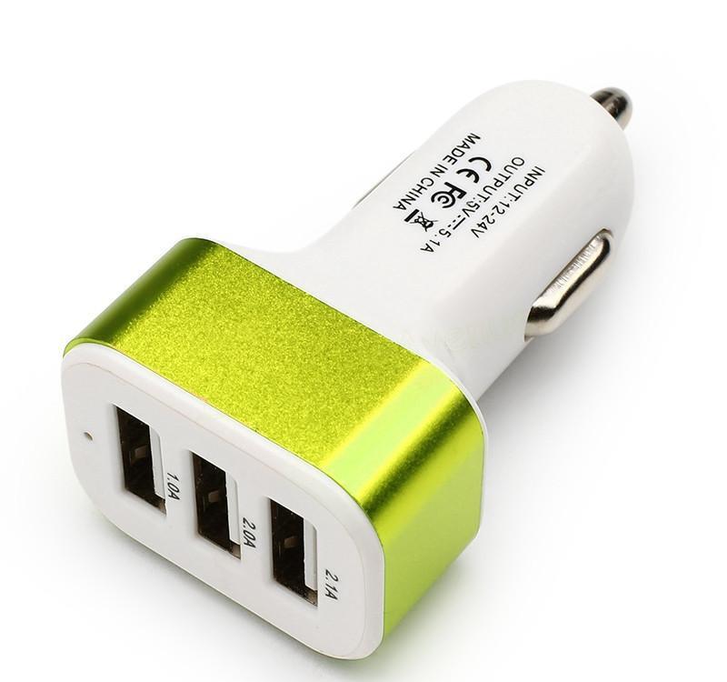 Adaptor Priza Bricheta 12-24V Auto 3 x USB Verde C179