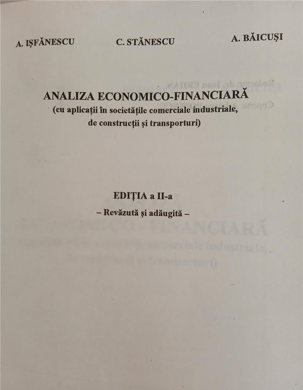 Analiza economico-financiara - Isfanescu, Stanescu, Baicusi.