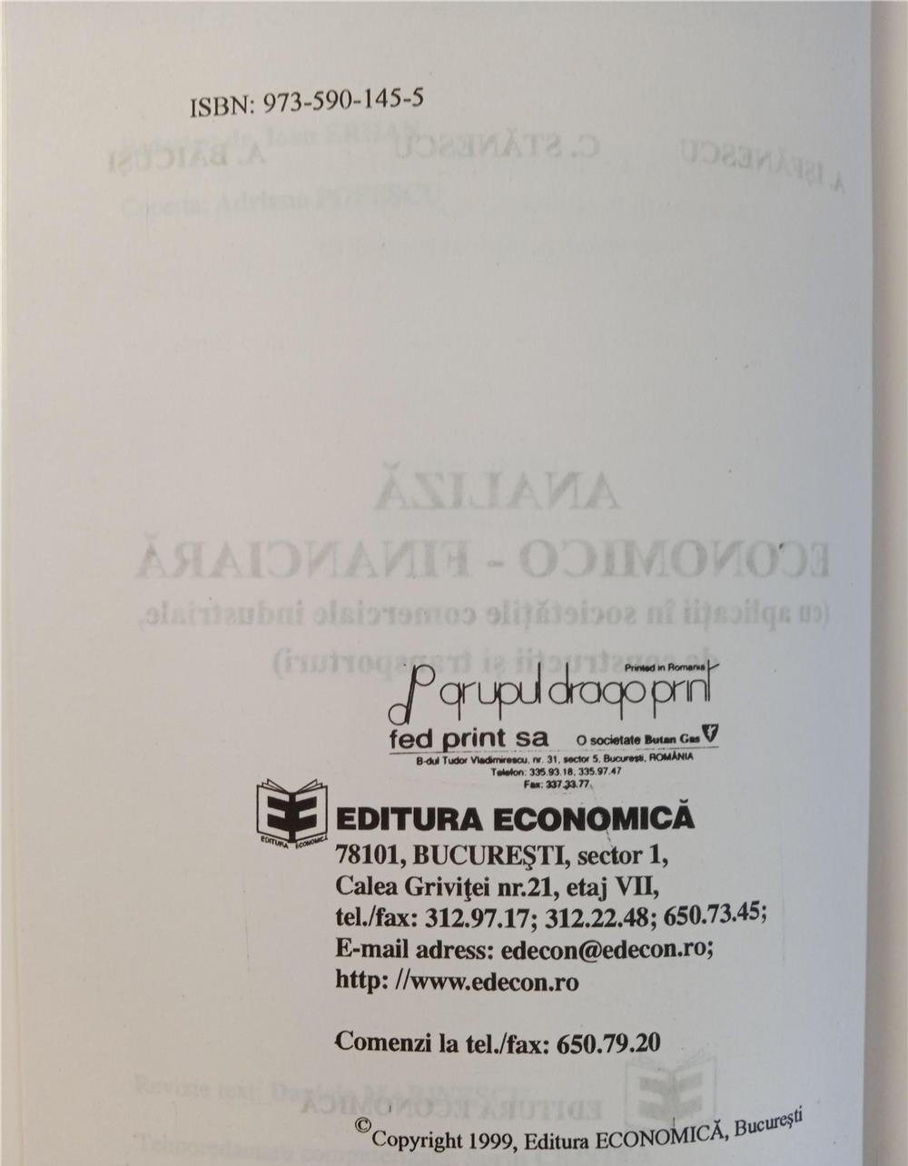 Analiza economico-financiara - Isfanescu, Stanescu, Baicusi.
