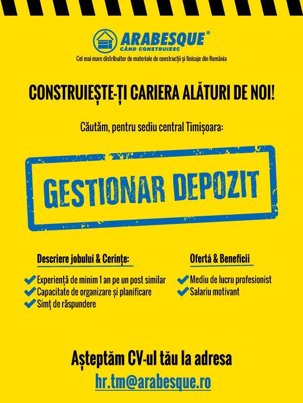 ANGAJAM GESTIONARI DEPOZIT  IN TIMISOARA