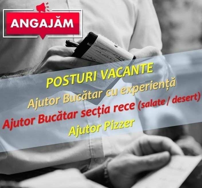 Angajam personal bucatarie (ajutor pizzer, ajutor bucatar cald/rece)