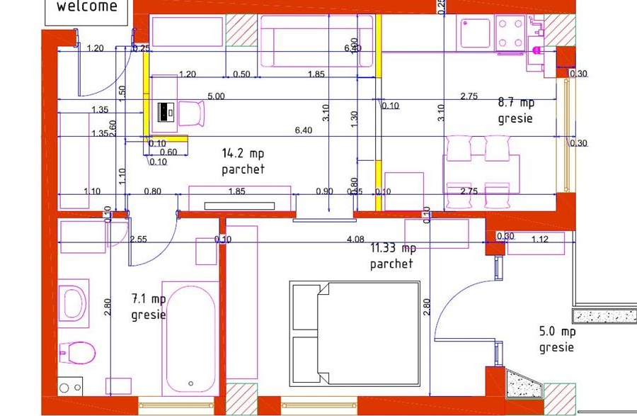 Apartament 2 camere cu loc de parcare la parter