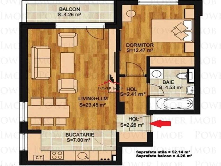 Apartament 2 camere in Tractorul la 450 m de Coresi Mall