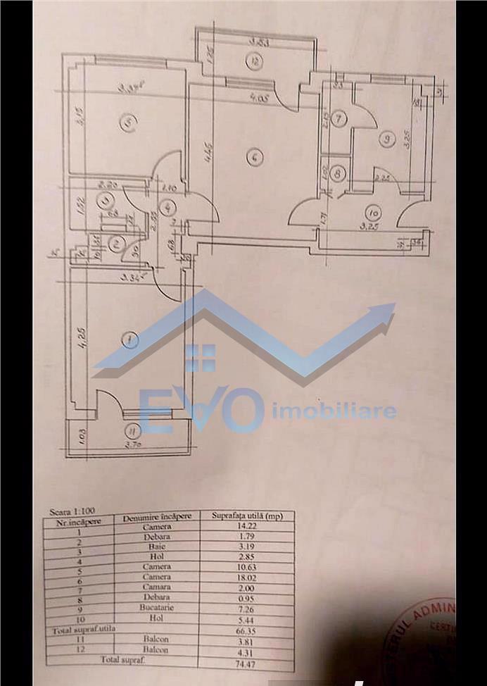 Apartament 3 camere, 2 bai, 2 balcoane, 75mp, Tatarasi  Dispecer