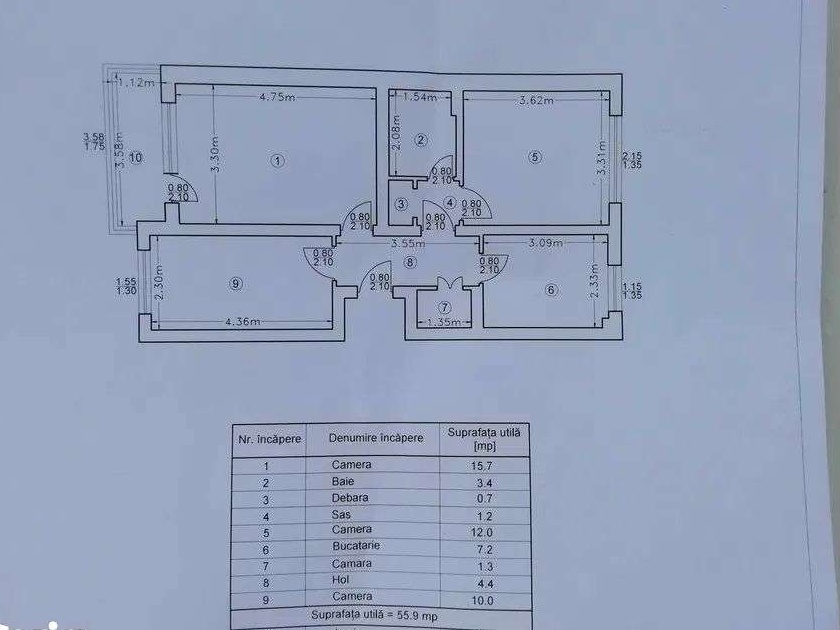 Apartament 3 camere decomandat - Tatarasi - Etaj 2