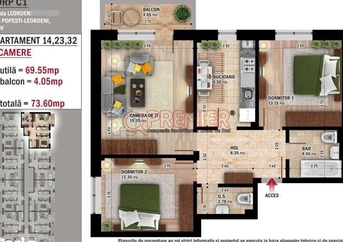 Apartament 3 camere Popesti-Leordeni