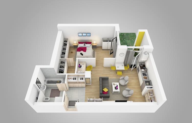 Apartament central cu 2 camere, dressing si birou in Vivalia V6, langa Iulius Town si Medicina