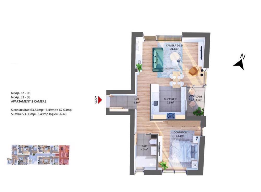 Apartament de lux de 2 camere imobil nou