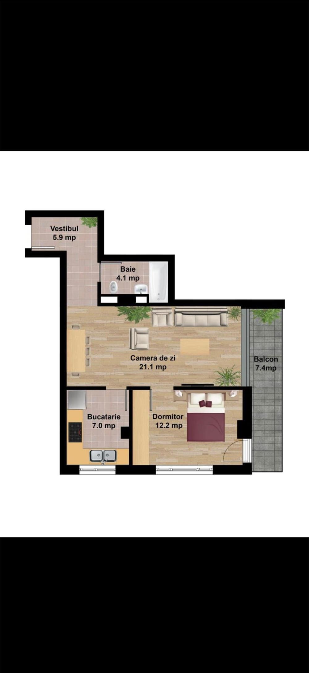 Apartament   TIP 2   cu 2 camere de vânzare ( DIRECT PROPRIETAR) discount de -20% la plata integrala