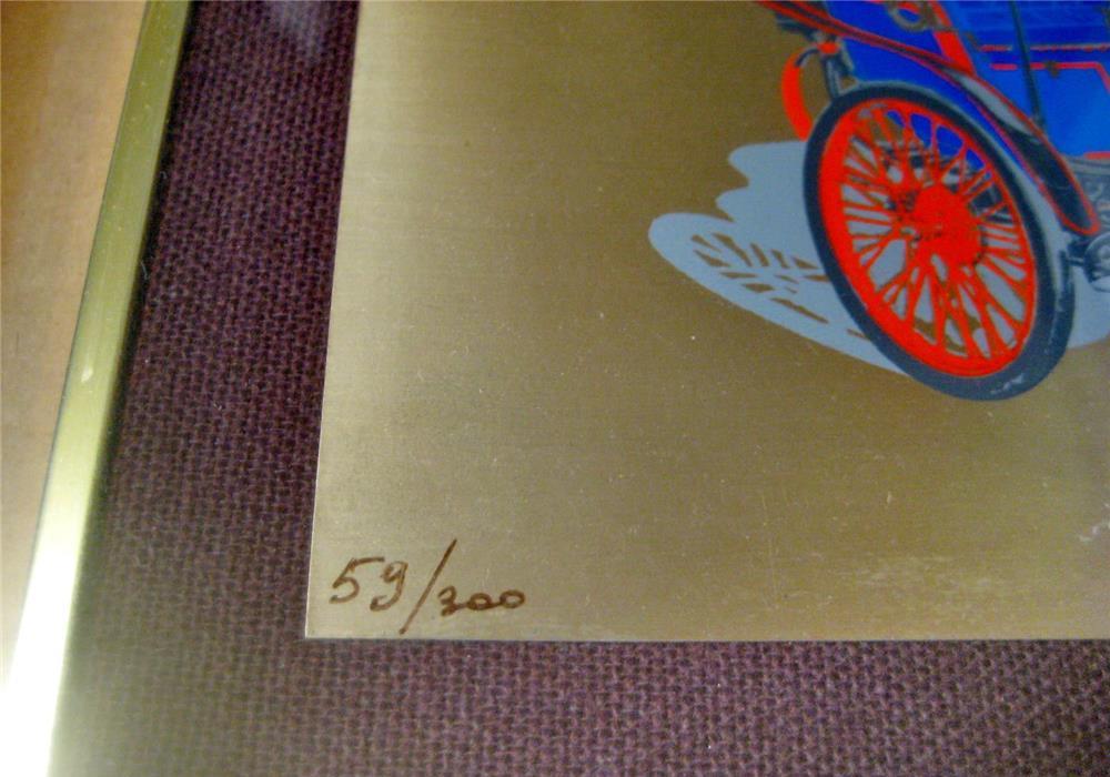 B917-I-Gravura argint macheta auto epoca marcata semnata numerotata. Editie liminata 59/ 300.
