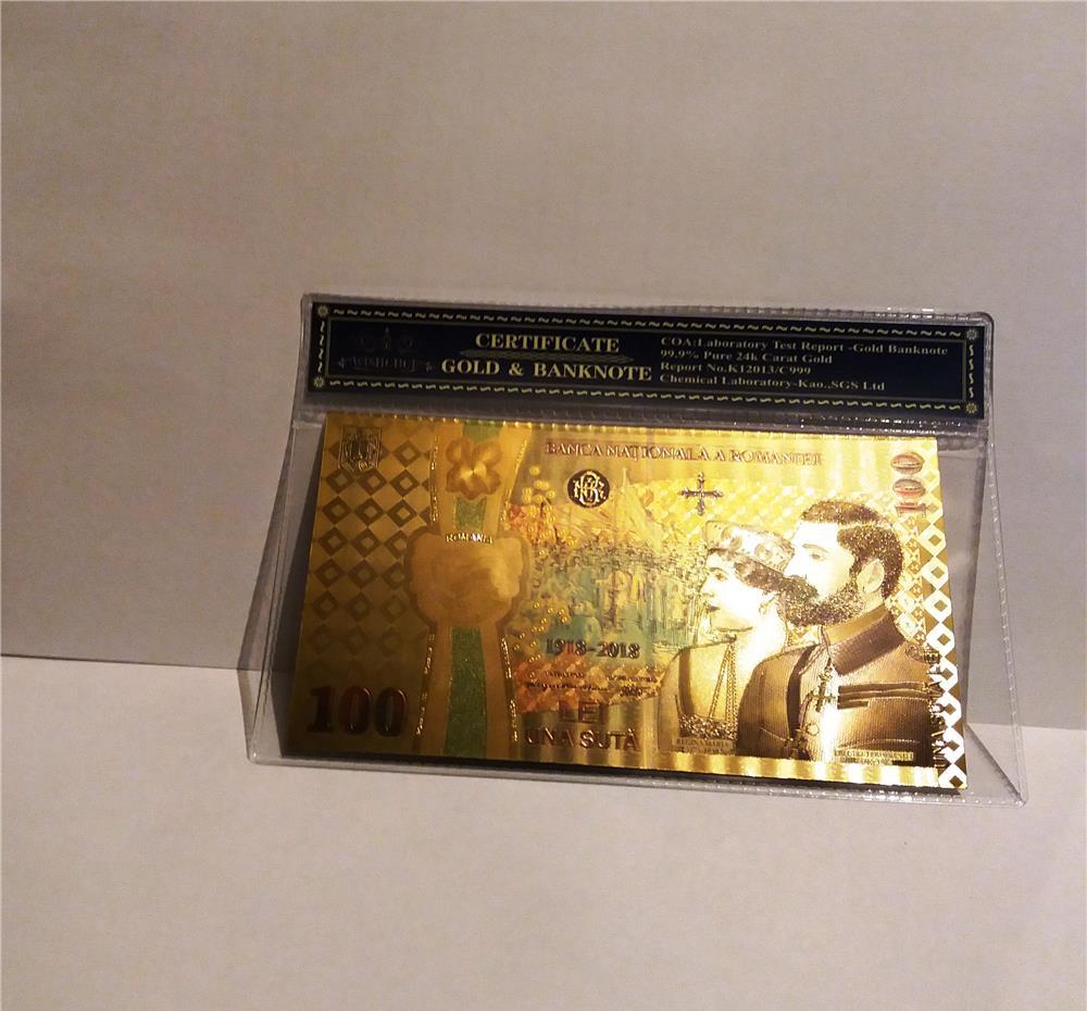 Bancnota 100 LEI 2018 Centenar Unire aur 24k gold certificat colectie