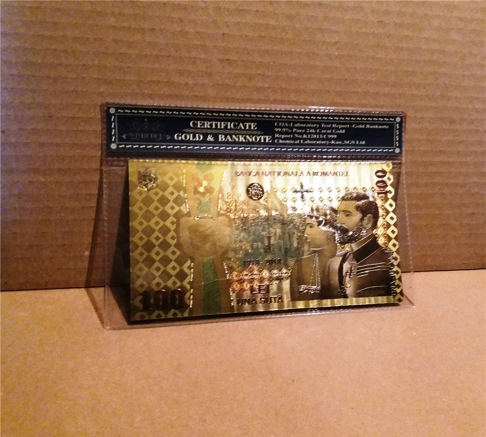 Bancnota 100 LEI 2018 Centenar Unire aur 24k gold certificat colectie