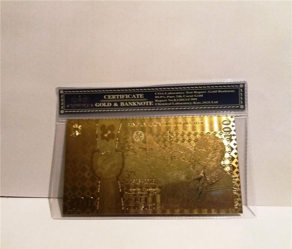 Bancnota 100 LEI Centenar Unire aur 24k certificat colectie 2018 gold