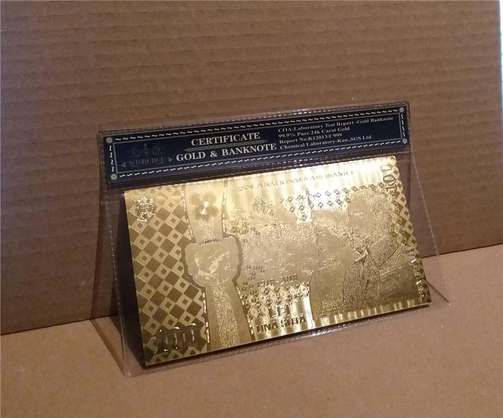 Bancnota 100 LEI Centenar Unire aur 24k certificat colectie 2018 gold