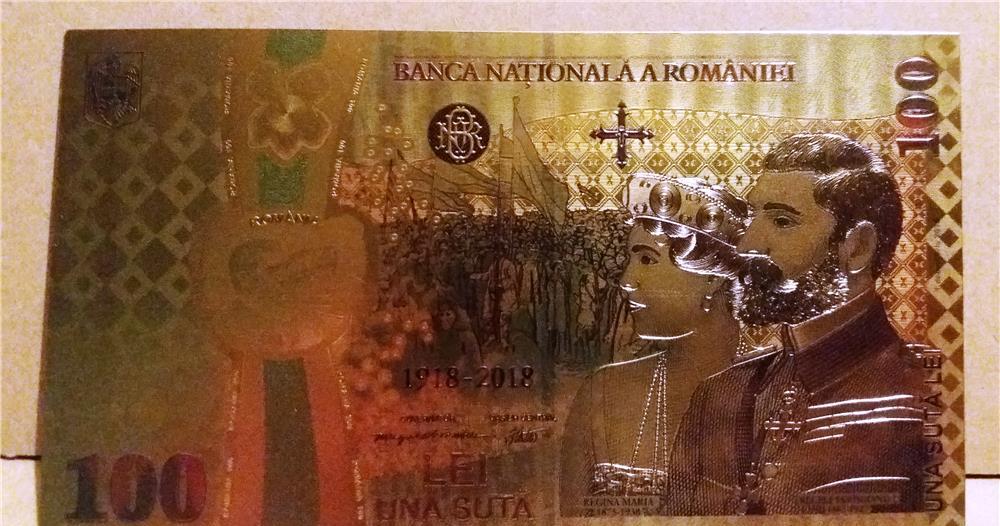 Bancnota 100 LEI Unire 2018 Centenar aur 24k gold UNC colectie