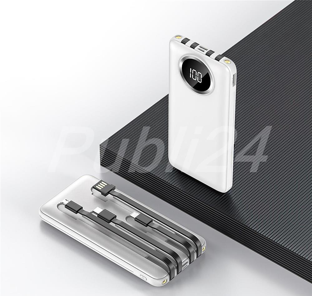 Baterie Externa Power Bank MRG M-492, 12.000 mAh, 3 in 1, Ecran LCD, Alb C494