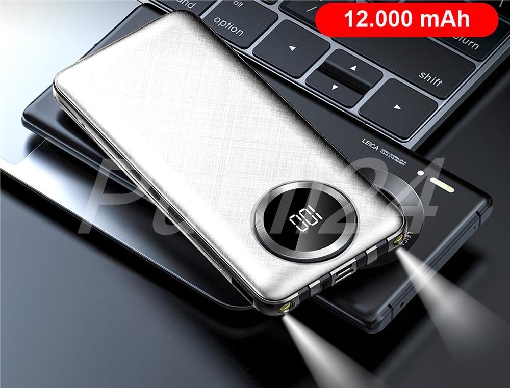 Baterie Externa Power Bank MRG M-492, 12.000 mAh, 3 in 1, Ecran LCD, Alb C494