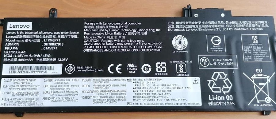 Baterie Originala laptop Lenovo ThinkPad x280 si A285, PN 01AV471