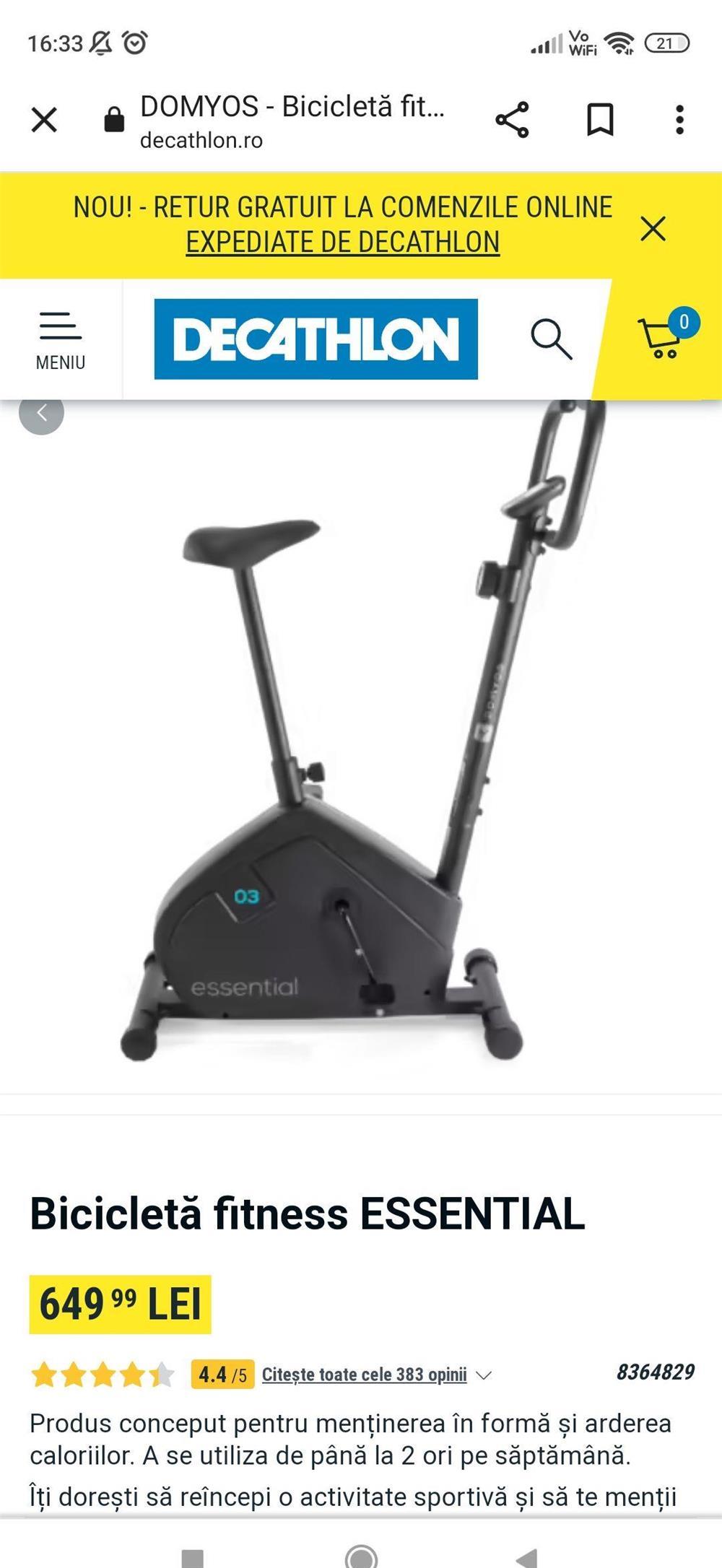 Bicicleta fitness magnetica