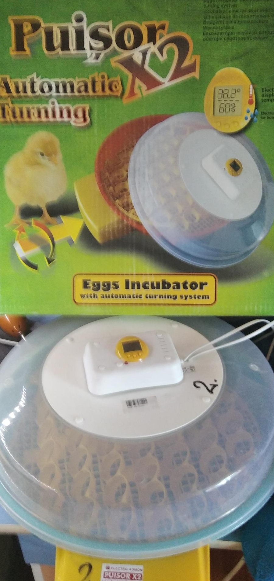 BONUS=Incubator automat "Puisor X2"inca in garantie+ Termohidrometru