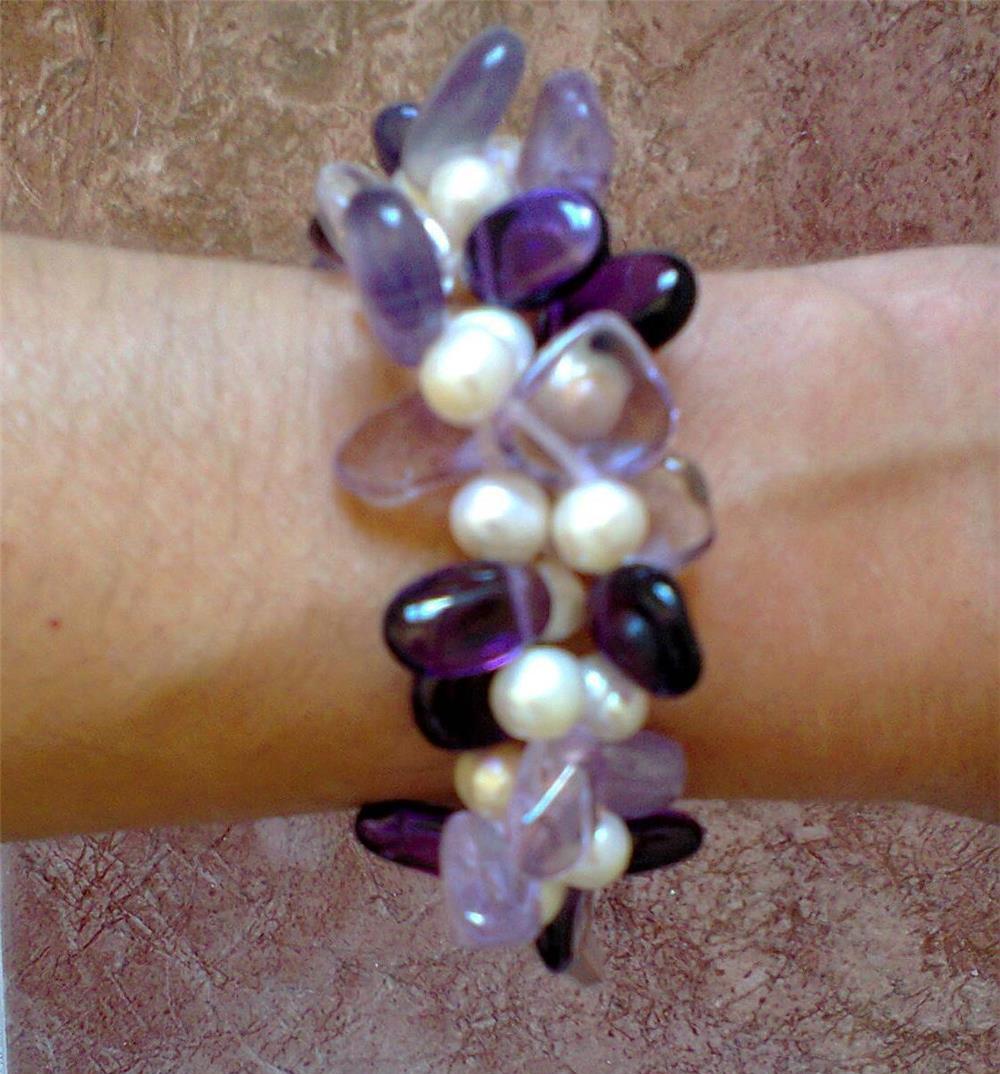 Bratara handmade din ametist, ametrin si perle naturale