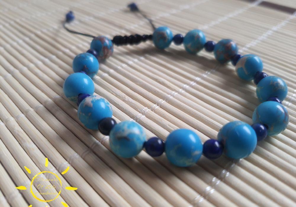 Bratara pietre semipretioase lapis lazuli si jasp imperial (regalite)
