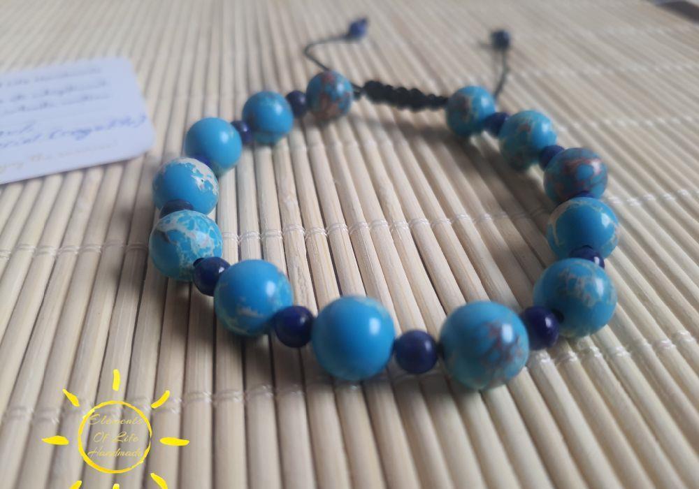 Bratara pietre semipretioase lapis lazuli si jasp imperial (regalite)