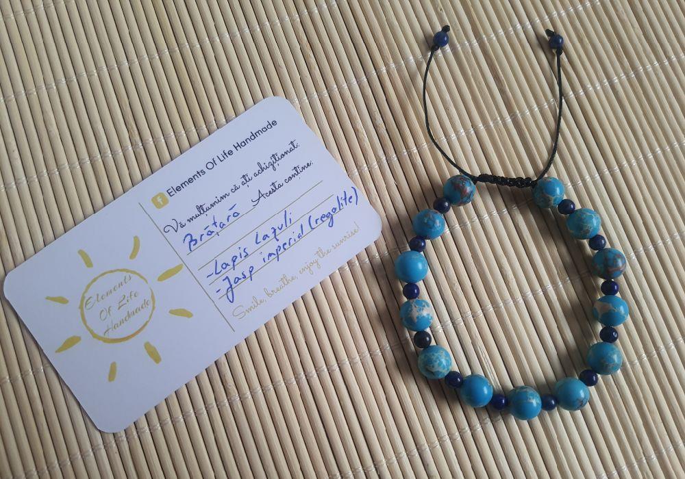 Bratara pietre semipretioase lapis lazuli si jasp imperial (regalite)