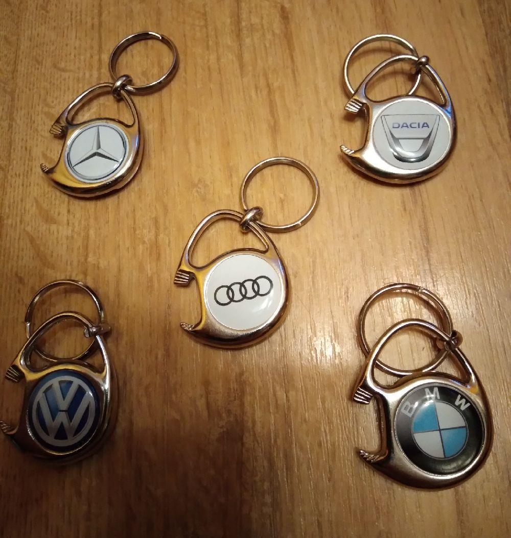 Breloc nichelat cu fisa pentru SHOPPING caruciorul de cumparaturi,BMW, VW, AUDI, MERCEDES,DACIA,NOU!