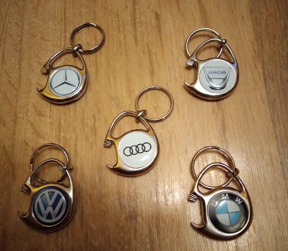 Breloc nichelat cu fisa pentru SHOPPING caruciorul de cumparaturi,BMW, VW, AUDI, MERCEDES,DACIA,NOU!
