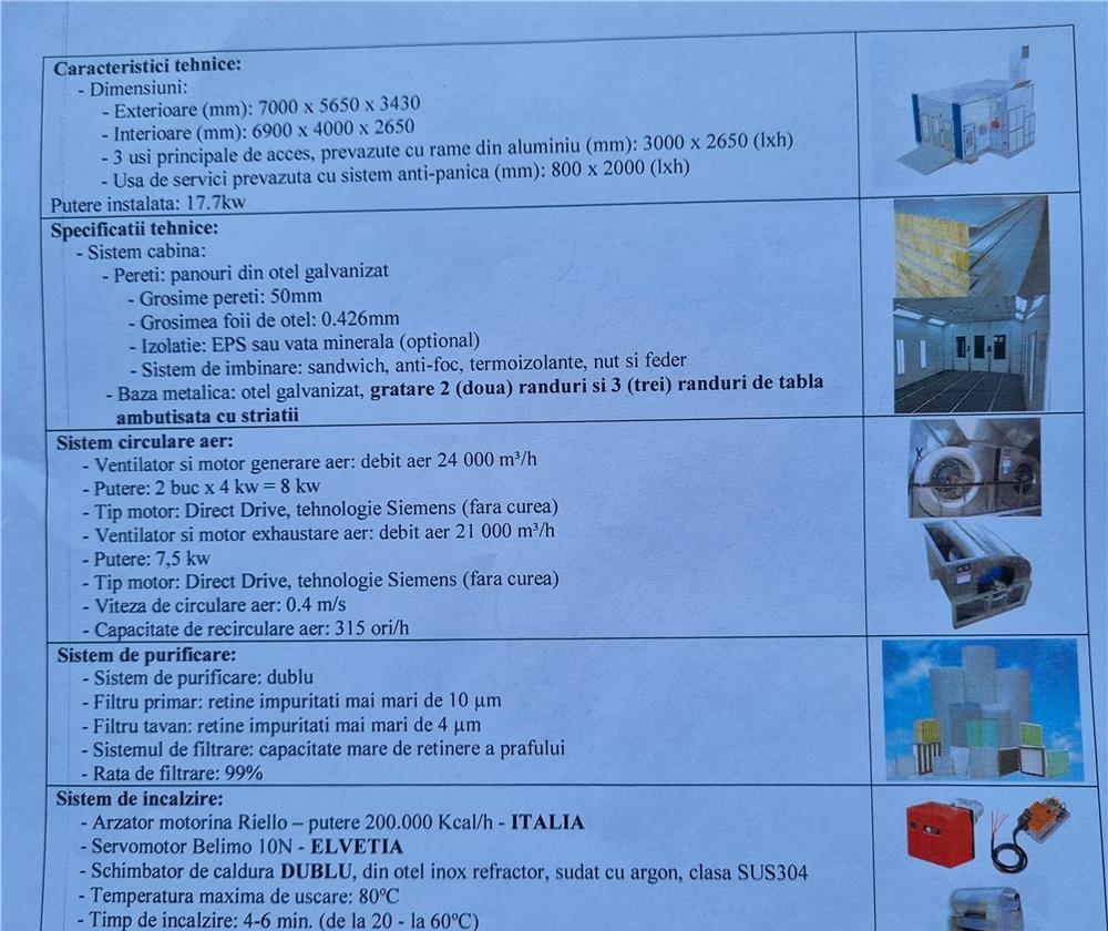 Cabina de vopsit (cuptor) + Post de pregatire