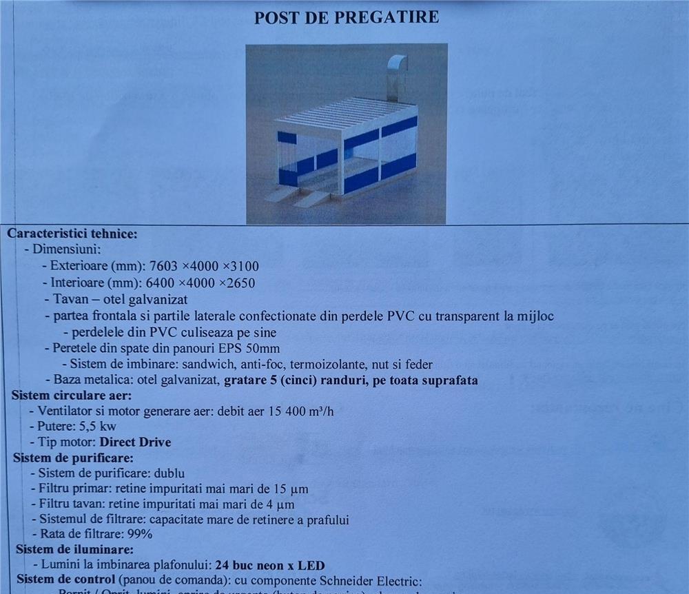 Cabina de vopsit (cuptor) + Post de pregatire