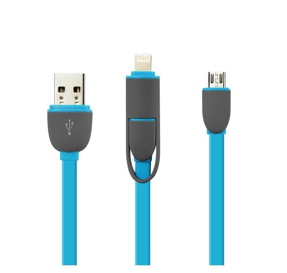 Cablu De Date 2 In 1 Iphone 5/6 + Micro Usb Albastru C165