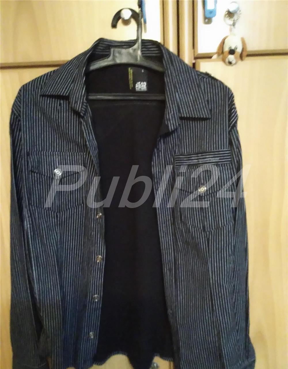 Cămașă bărbătească, neagră cu dungi foarte fine albe, marca Jean Pierre, mărimea L
