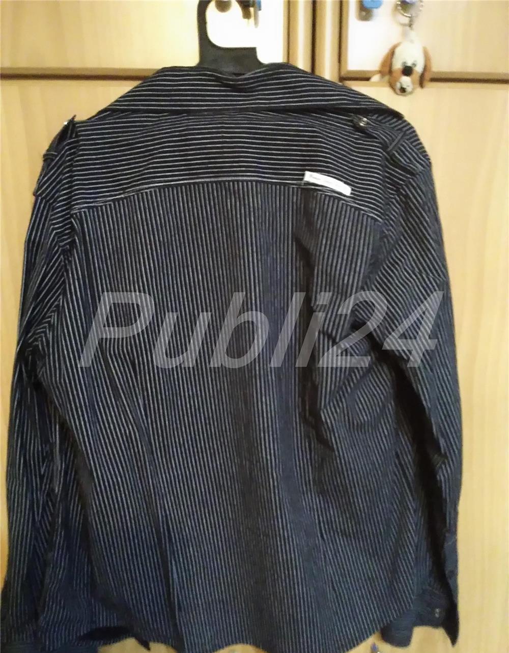 Cămașă bărbătească, neagră cu dungi foarte fine albe, marca Jean Pierre, mărimea L