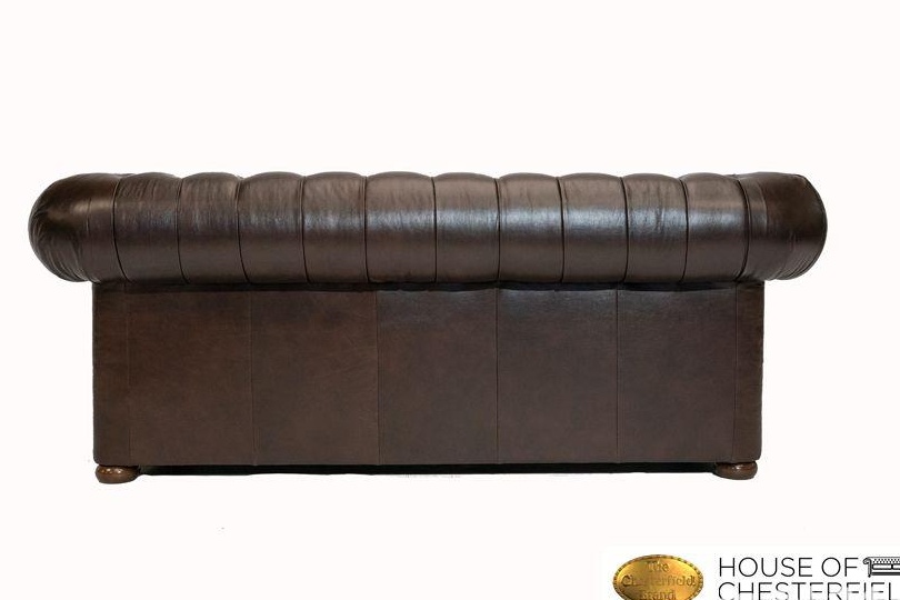 Canapea Chesterfield Brighton Bassic Luxe,3 locuri, Cloudy Dark Brown,Piele naturală