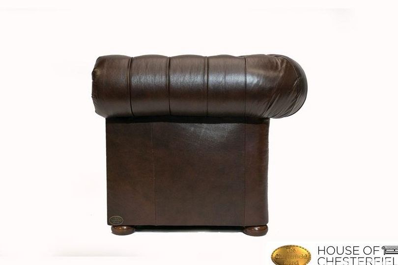 Canapea Chesterfield Brighton Bassic Luxe,3 locuri, Cloudy Dark Brown,Piele naturală