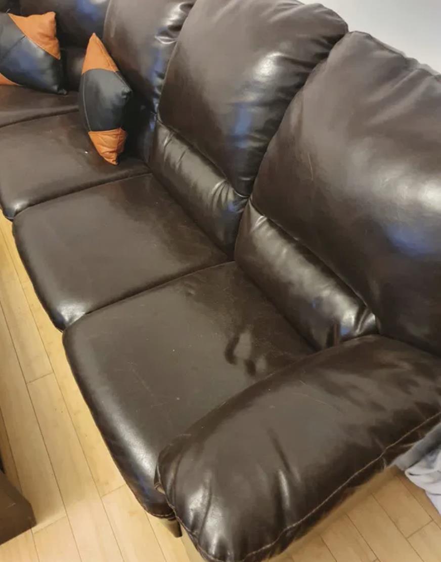 Canapea coltar, piele naturala, Mobexpert, stare buna
