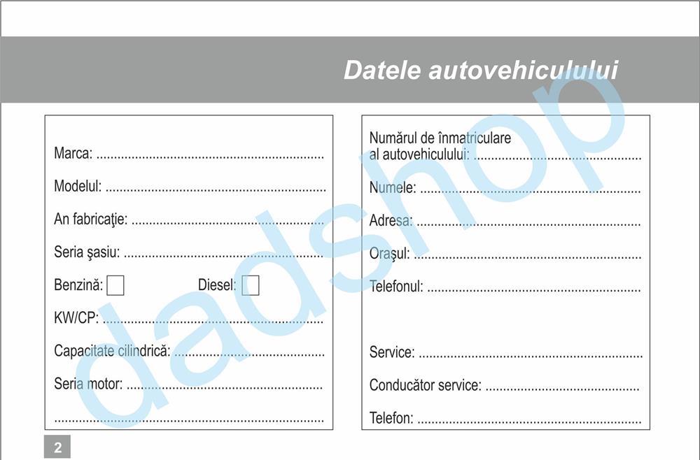 Carnet Service Auto 20x14 cm