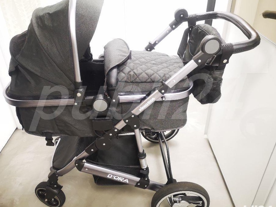 Carucior 2 in 1 cu suspensii Dora Dark Grey KikkaBoo