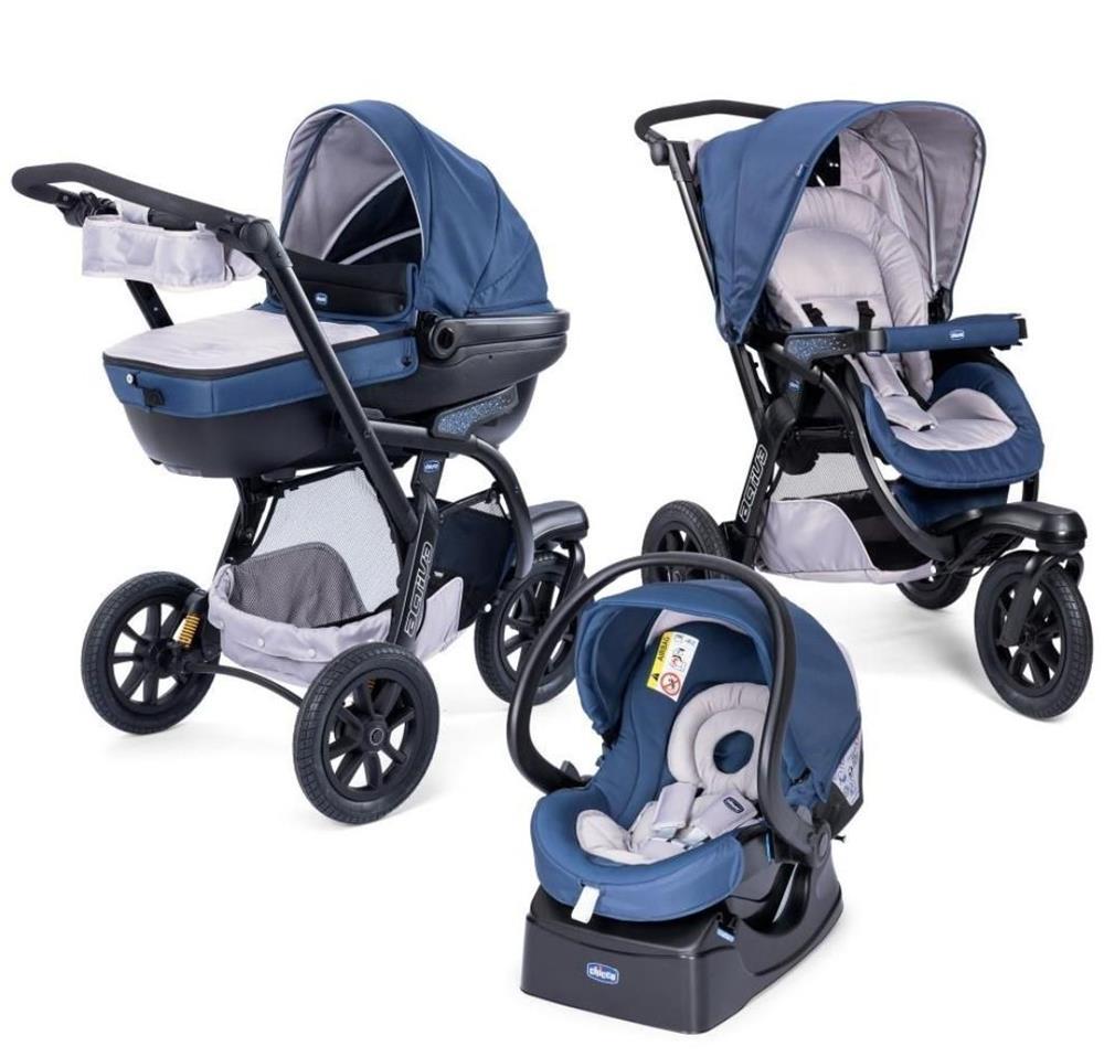 Carucior 3in1 Chicco Trio Activ3 Car Kit, 0 luni+, BluePassion