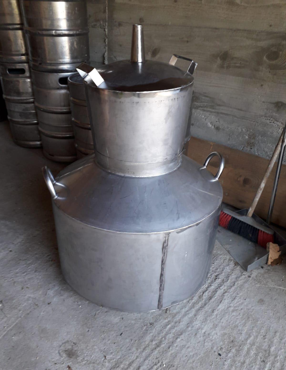 Cazan tuica inox +racitor+pirostrie+tava nisip