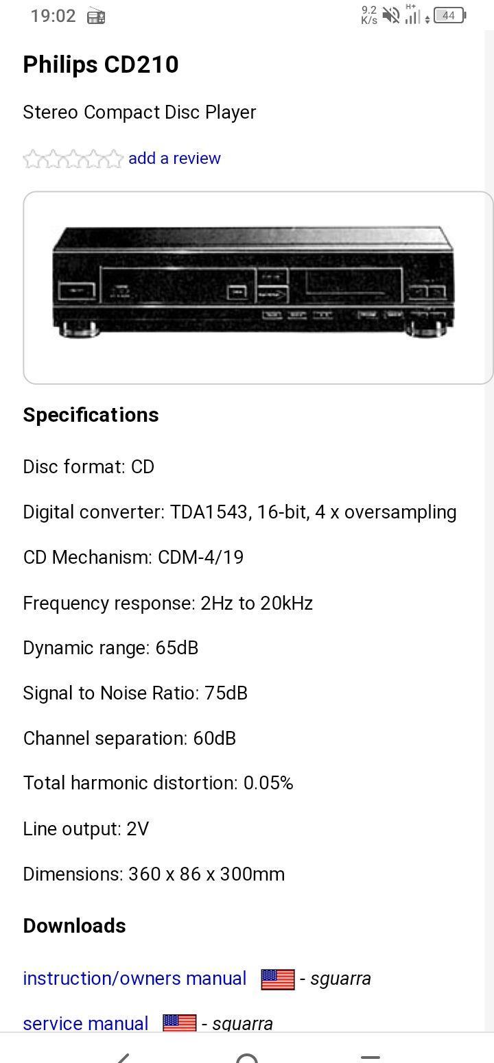 Cd Player Philips CD 210