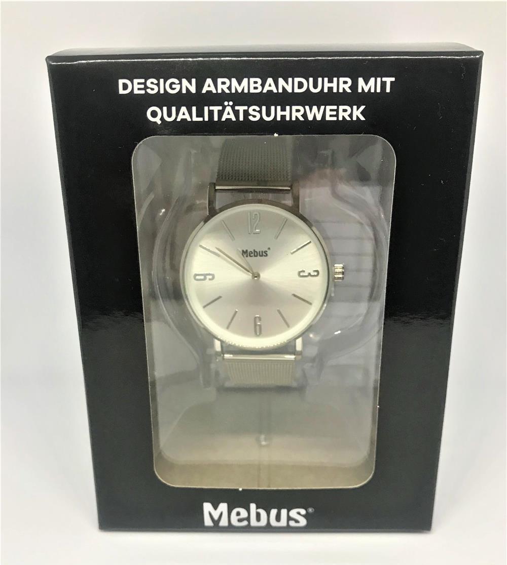 Ceas de mana dama MEBUS, curea metal, curea albastra