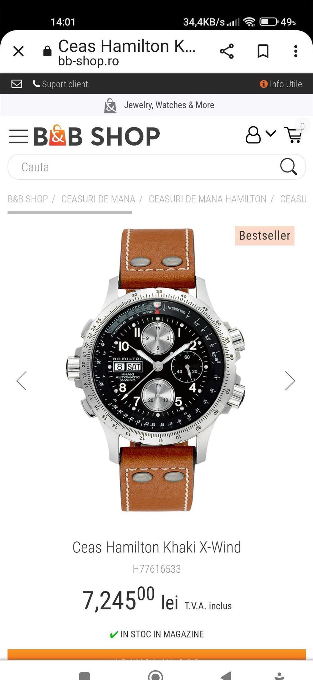 Ceas Hamilton automatic XWIND KAKHI ROSE GOLD
